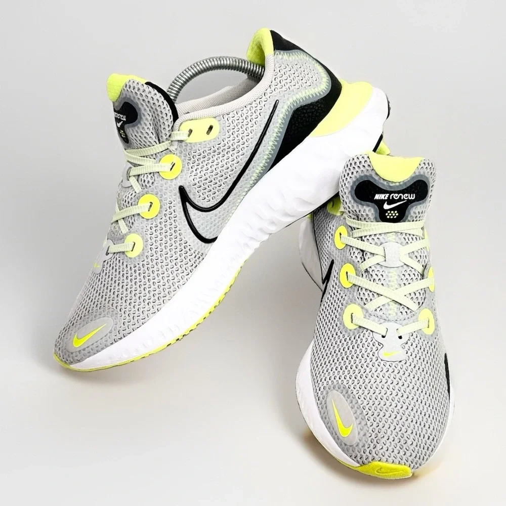 Nike Renew Run Shoes Mens Size 8.5 Grey Fog Volt Running Shoes Good Condition!